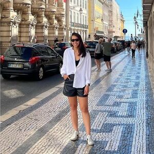 Free People Black Faux Leather Shorts 8